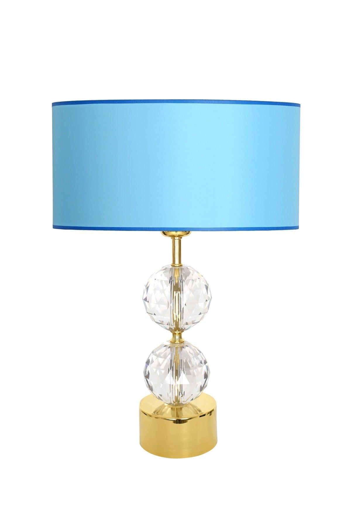 Gld-krs01 Gold Footed Crystal Lampshade - Turquoise - Swordslife