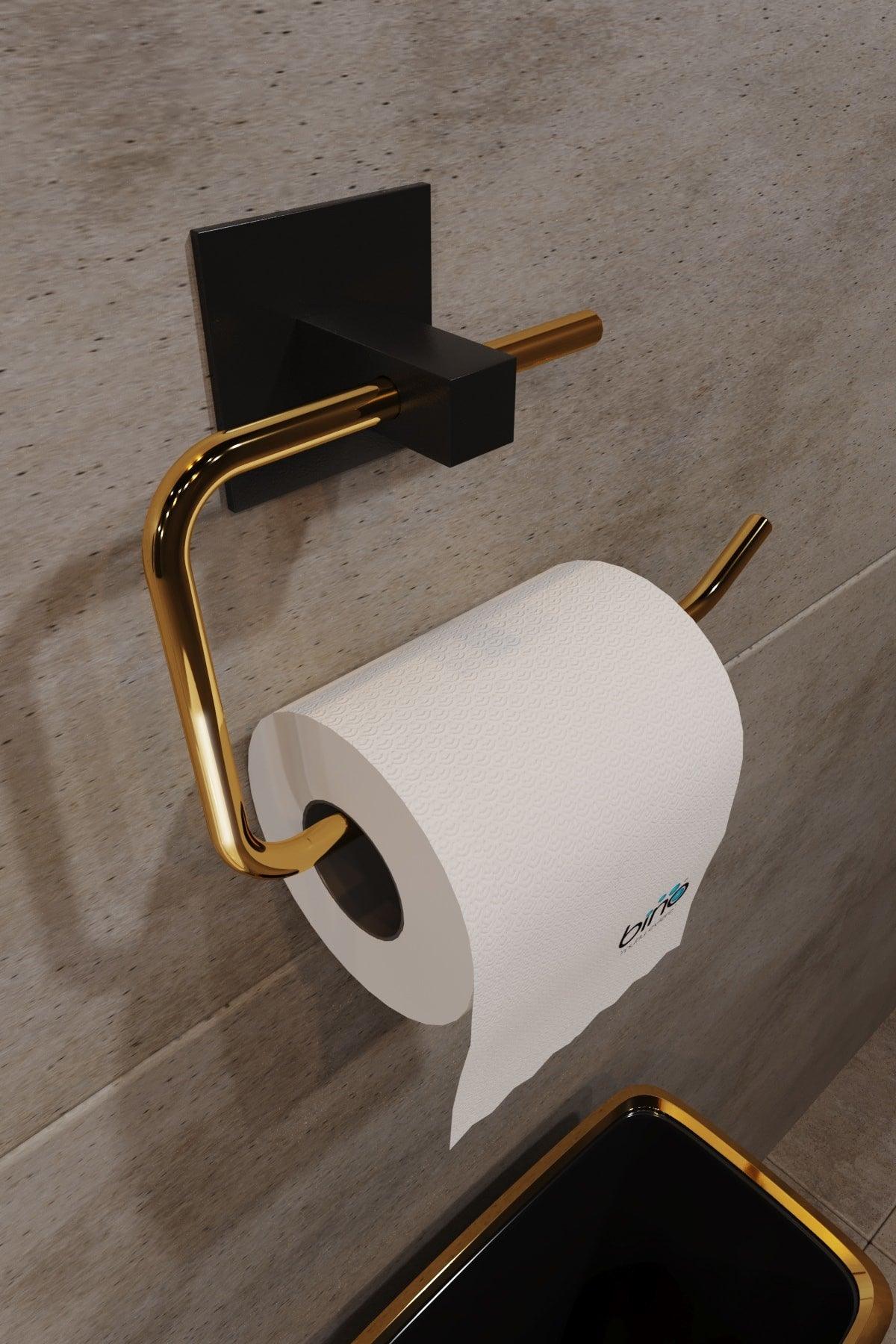 Gold Edelstahl Wc Papier Toilettenpapier Toilettenpapier Toilettenpapier Hänger Kleber Design - Swordslife