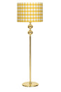 Gold Plated Cylinder Head Yellow Checkers Double Sphere Metal Flat Single Leg Floor Lamp - Swordslife