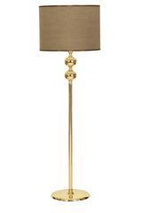 Gold Plated Double Sphere Metal Flat Single Leg Floor Lamp Cylinder Head Milk Brown - Swordslife