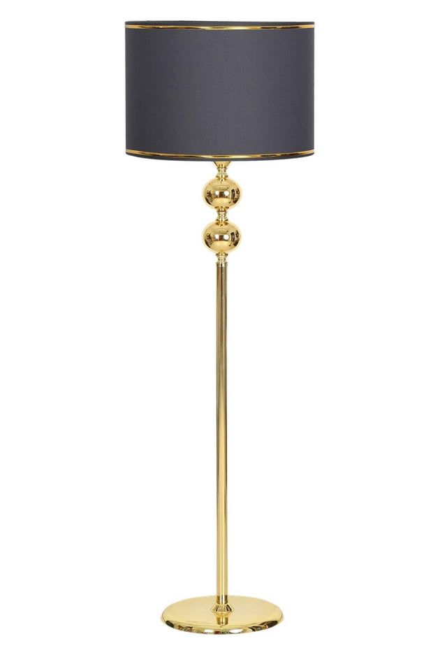 Gold Plated Double Sphere Metal Flat Single Leg Floor Lamp Gold Detailed Cylinder Head Anthracite - Swordslife