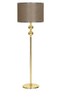 Gold Plated Double Sphere Metal Flat Single Leg Floor Lamp Chrome Detailed Cylinder Head Mesh Brown - Swordslife