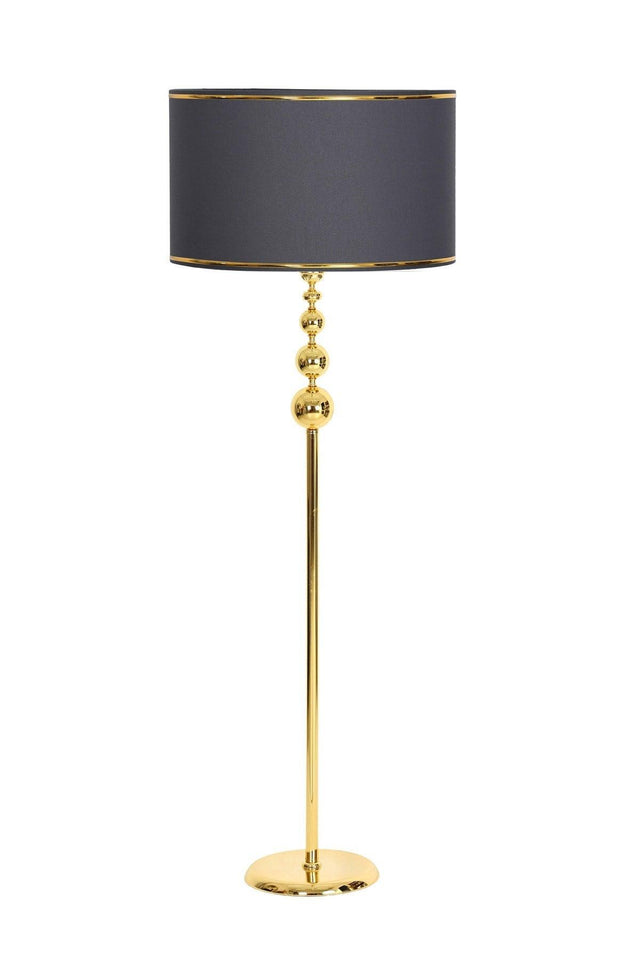 Gold Plated Triple Sphere Flat Single Leg Metal Floor Lamp Gold Striped Cylinder Anthracite Head - Swordslife