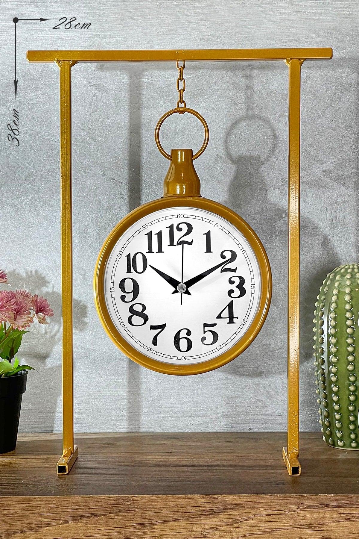 Gold Color Decorative Metal Table Clock - Swordslife