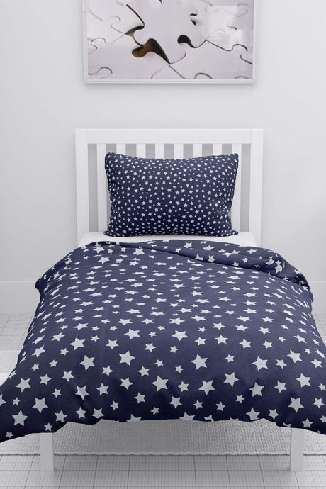 Gold Single Duvet Cover Set - Navy Blue -