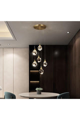 Gold Yellow Daylight A+ Luxury Modern Crystallized Glass Pendant Lamp With Six Power Led Chandelier - Swordslife