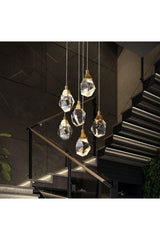 Gold Yellow Daylight A+ Luxury Modern Crystallized Glass Pendant Lamp With Six Power Led Chandelier - Swordslife