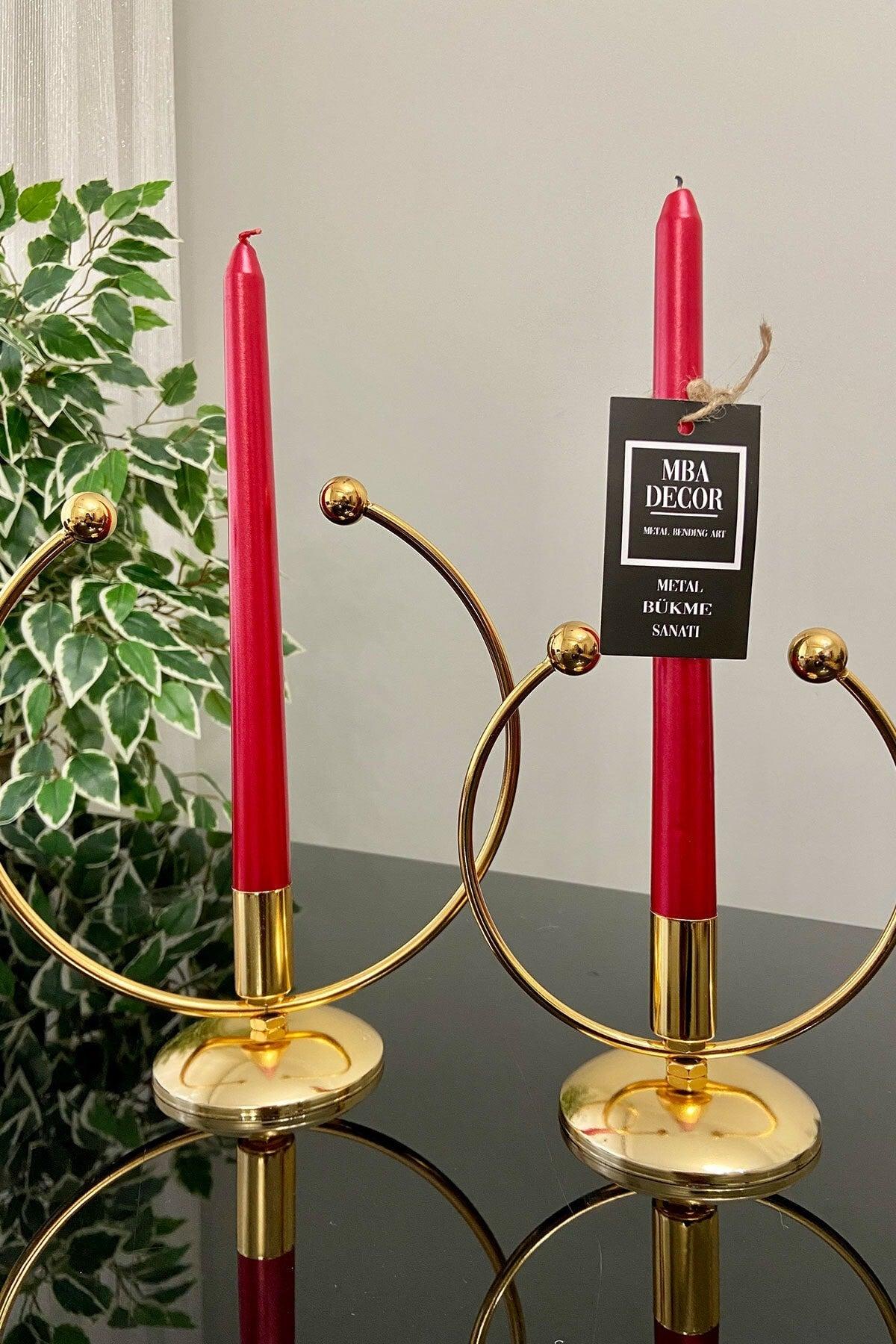 Golden Horn Full Gold Plated Metal Stainless Filled Iron 20-15 Cm 2 Li (Double) Candlestick Candle Holder Home - Swordslife