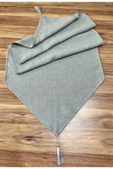 Gray Fabric Tasseled Runner - Swordslife