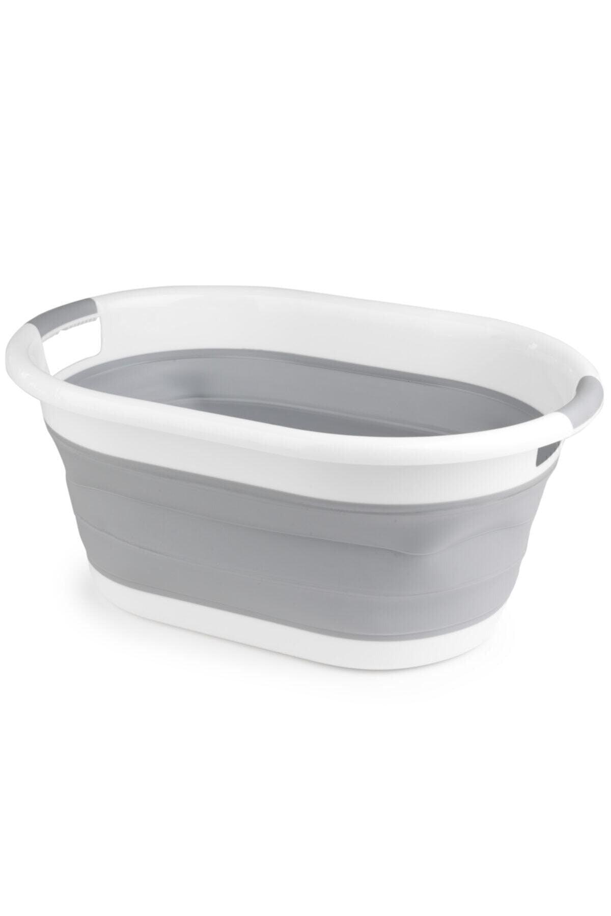 Gray Collapsible Silicone Laundry Basket - Swordslife