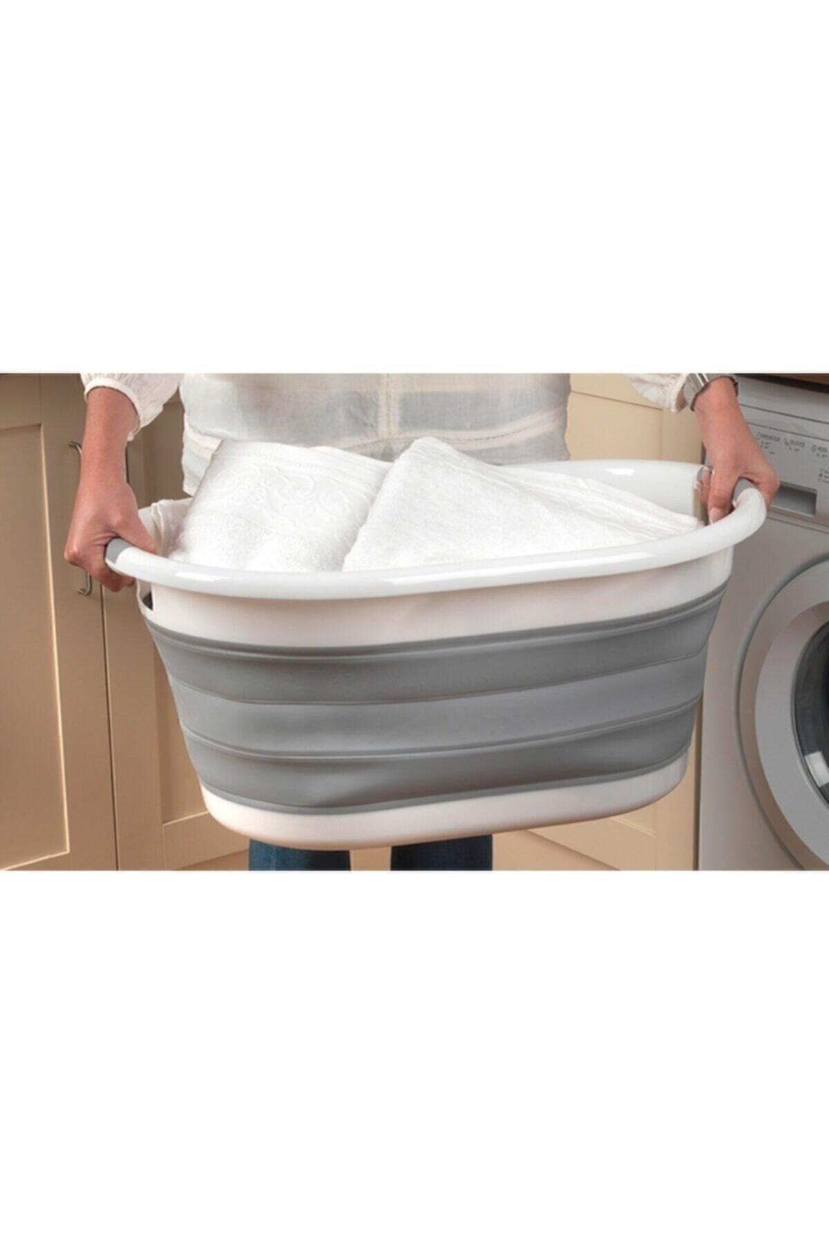 Gray Collapsible Silicone Laundry Basket - Swordslife