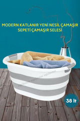 Gray White Motek Double Touch Dirty Laundry Basket Folding Laundry Basket Laundry Saddle - Swordslife