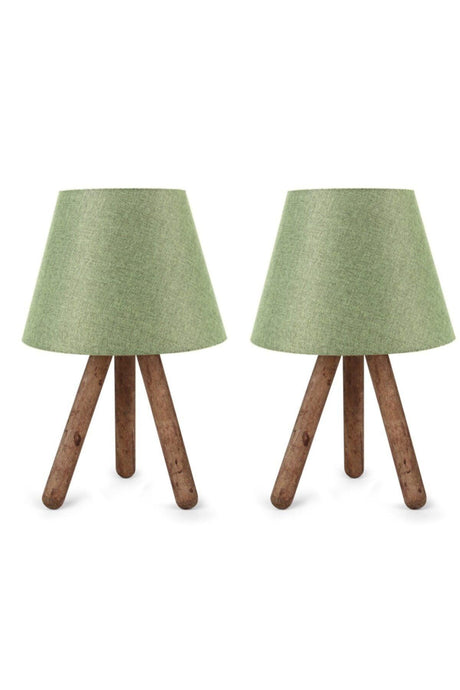 Green North Home Wooden Leg Fabric Headboard Lampshade 2 Pcs - Swordslife