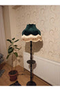 Green Silk Velvet Brown Wooden Leg Design Floor Lamp - Swordslife