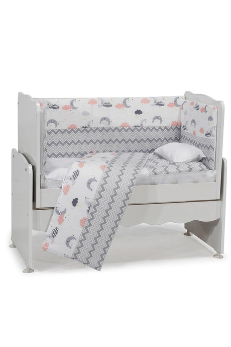 Gray Zigzag Pattern Baby Sleeping Set 7 pieces 50x100 White - Gray - Swordslife