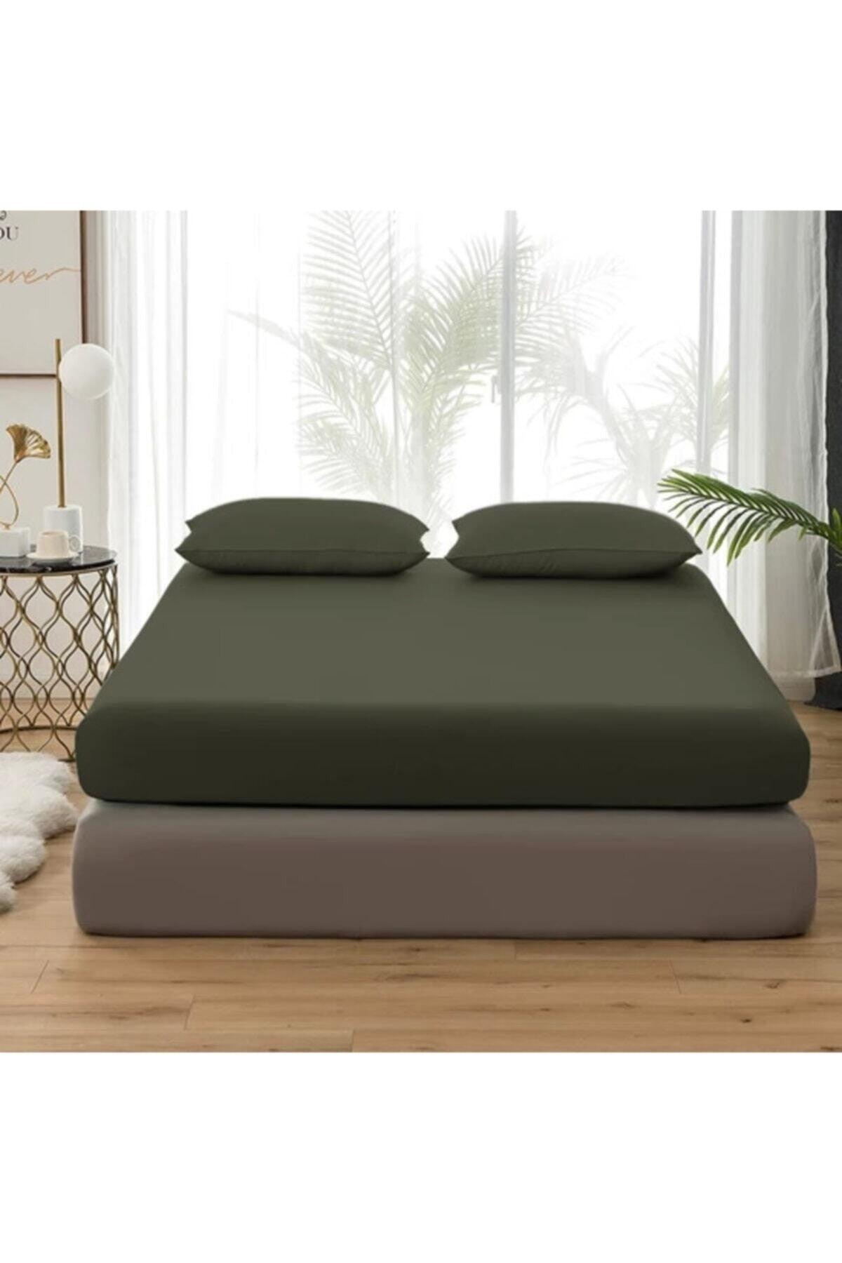 Khaki Colored Combed Cotton Elastic Bed Sheet for Single Use - Swordslife