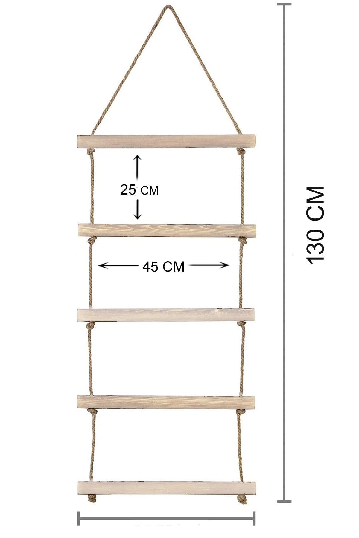 Handtuch Jute Ladder 5 Ebenen Ahşap Badezimmer Küchentuch Hanger Dekoratives Rope Handtuch - Swordslife