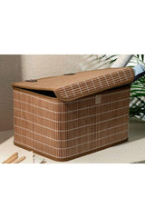 Hardwood Bamboo Storage Box 36x27x22 Cm Brown - Swordslife