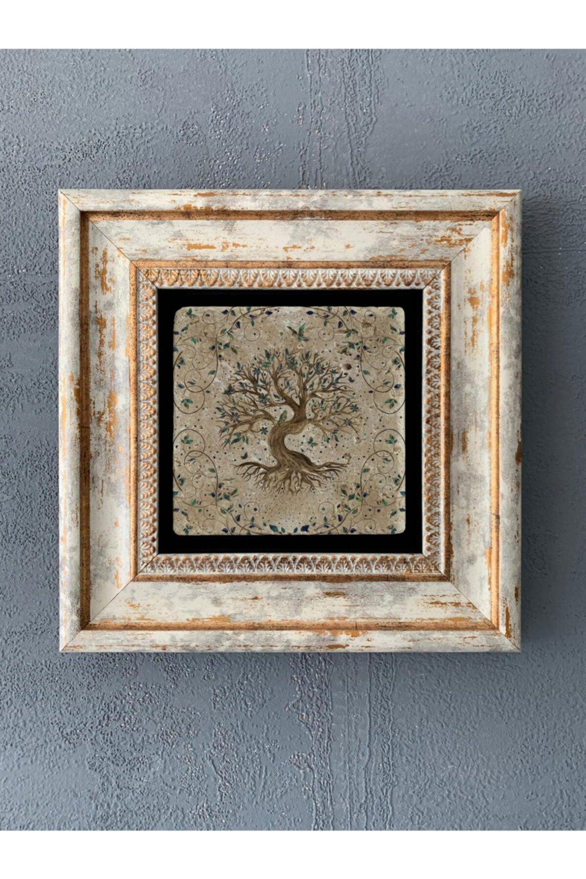 Tree of Life Framed Stone Wall Decor 20x20 cm - Swordslife