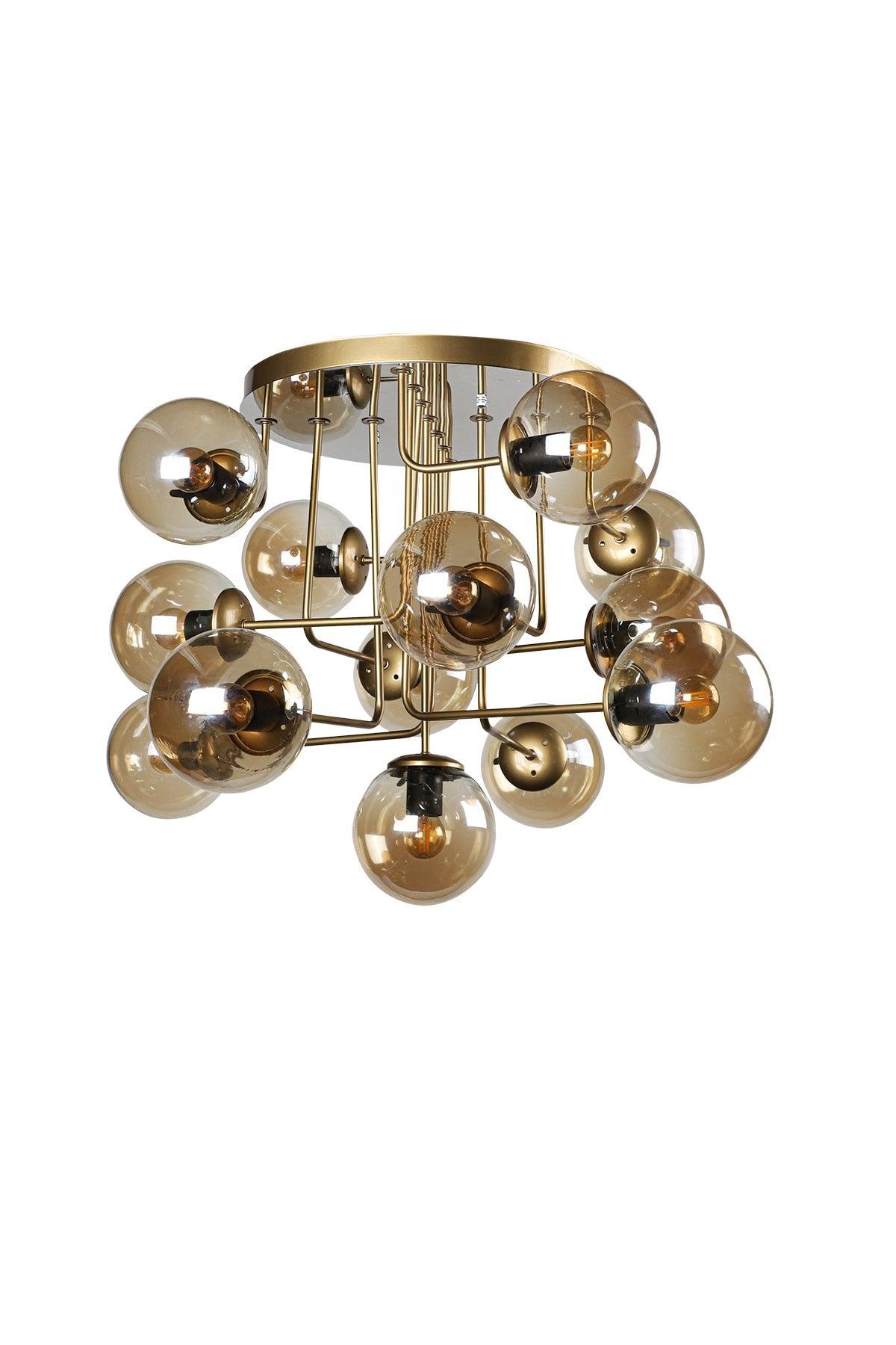 Hazeran 13th Tumbled Honey Globe Glass Chandelier - Swordslife