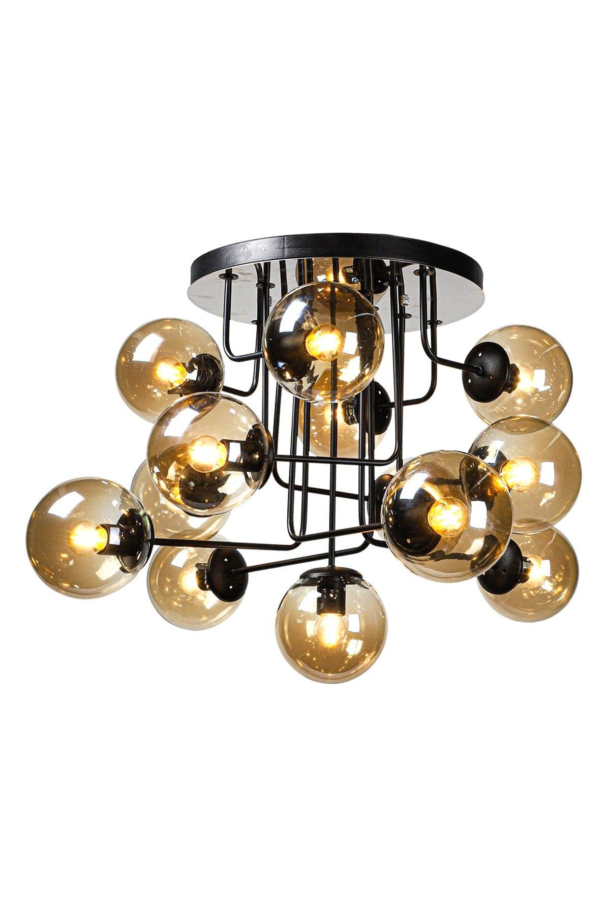 Hazeran 13th Black Honey Globe Glass Chandelier - Swordslife