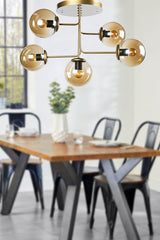 Hazeran 5th Tumbled Honey Globe Glass Chandelier - Swordslife