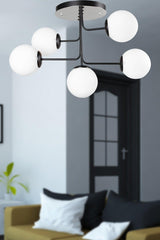 Hazeran 5th Black and White Globe Glass Chandelier - Swordslife