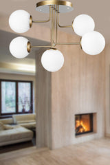 Hazeran 5.li Tumbled White Globe Glass Chandelier - Swordslife