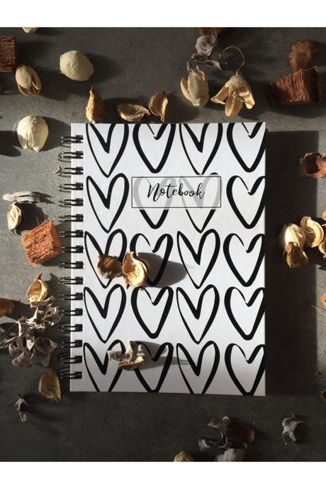 Heart Pattern Unlined Spiral Notebook