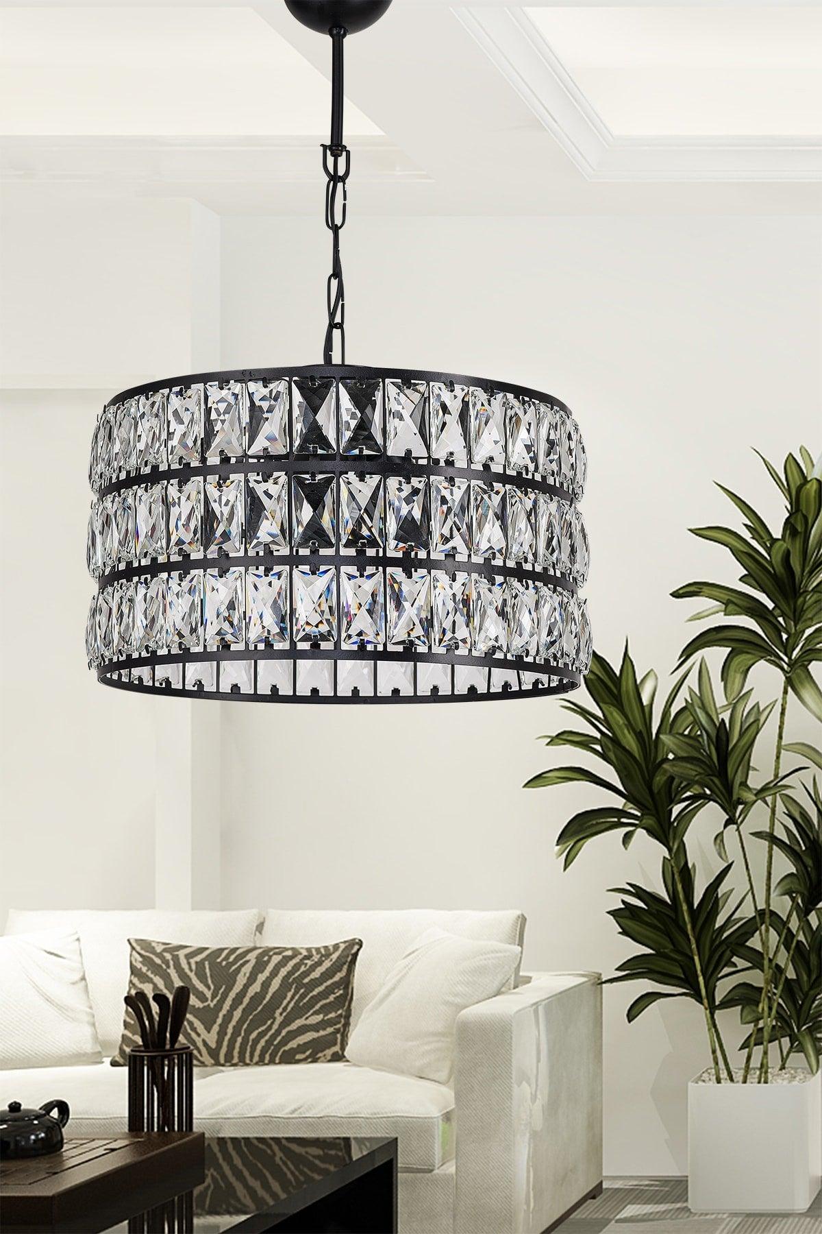 Heure Glass Chandelier Black Mdrn-45 - Swordslife