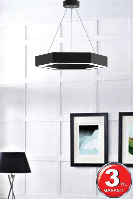 Hexagon (Black Case, Daylight) Led Modern Led Chandelier - Swordslife