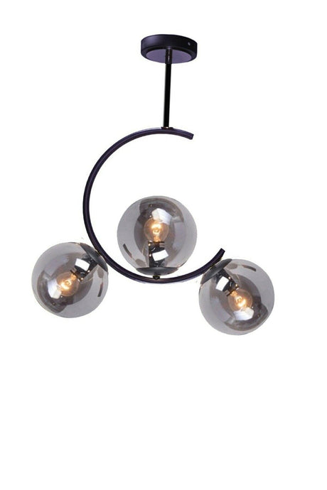 Hilal C Model Modern Sport Globe Smoked Glass Black 3 Pcs Plafonyer Chandelier - Swordslife