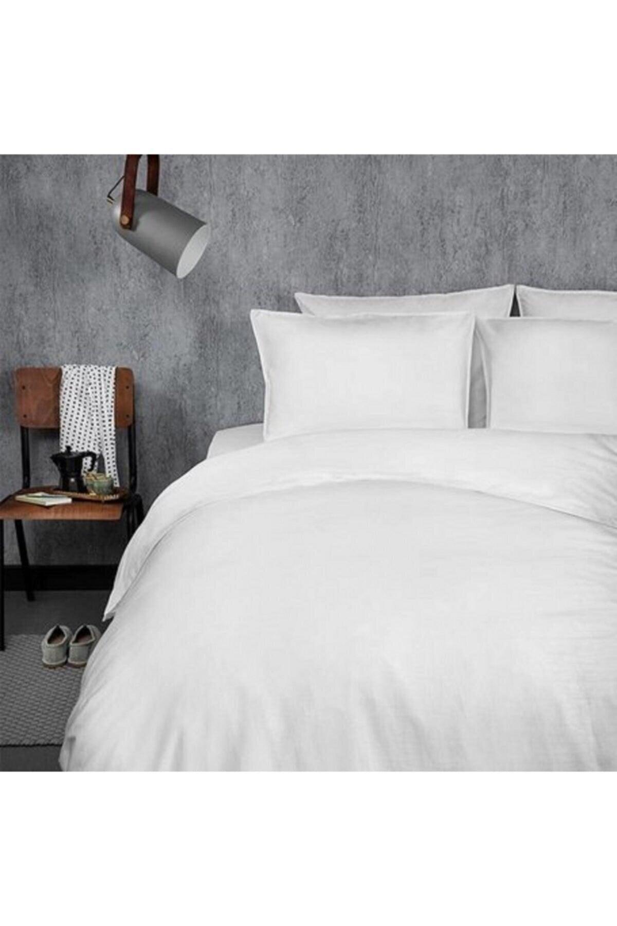 Home Double Plain White Luxury Cotton Duvet Cover Set - Set - Swordslife