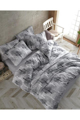 Home Gray Single Tree Pattern Luxury Cotton Duvet Cover Set - Set - Swordslife