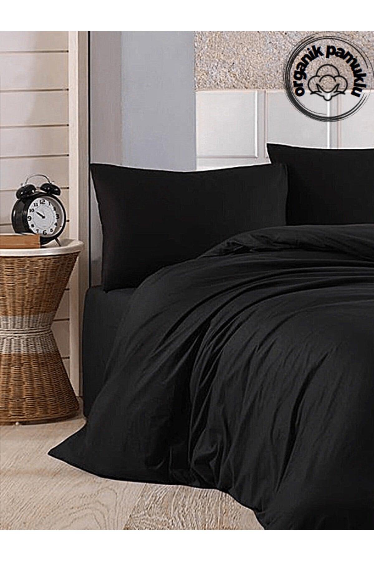 Home Ranforce Luxury Cotton Single Duvet Cover Set Black - Swordslife