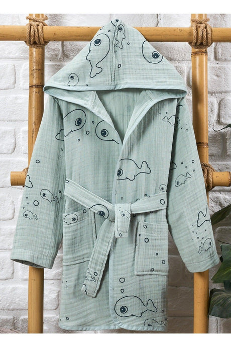 Hooded Girls-Boys Bathrobe Cotton Muslin