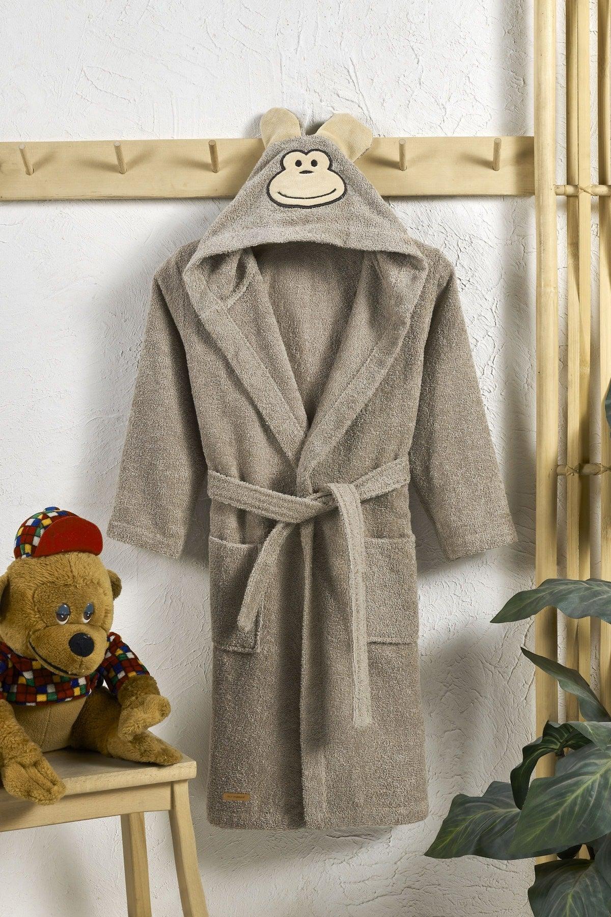 Hooded Child Bathrobe 100% Cotton Water Absorbent Monkey Boy Girl - Swordslife