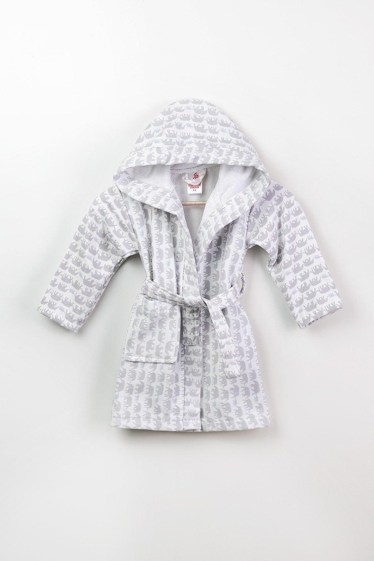 100% Cotton Patterned Baby/Kids Bathrobe Or Dressing Gown in Hooded Muslin Fabric - Swordslife