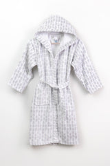 100% Cotton Patterned Baby/Kids Bathrobe Or Dressing Gown in Hooded Muslin Fabric - Swordslife