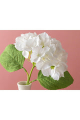 Hortensia Single Branch Artificial Flower 35 Cm White - Swordslife