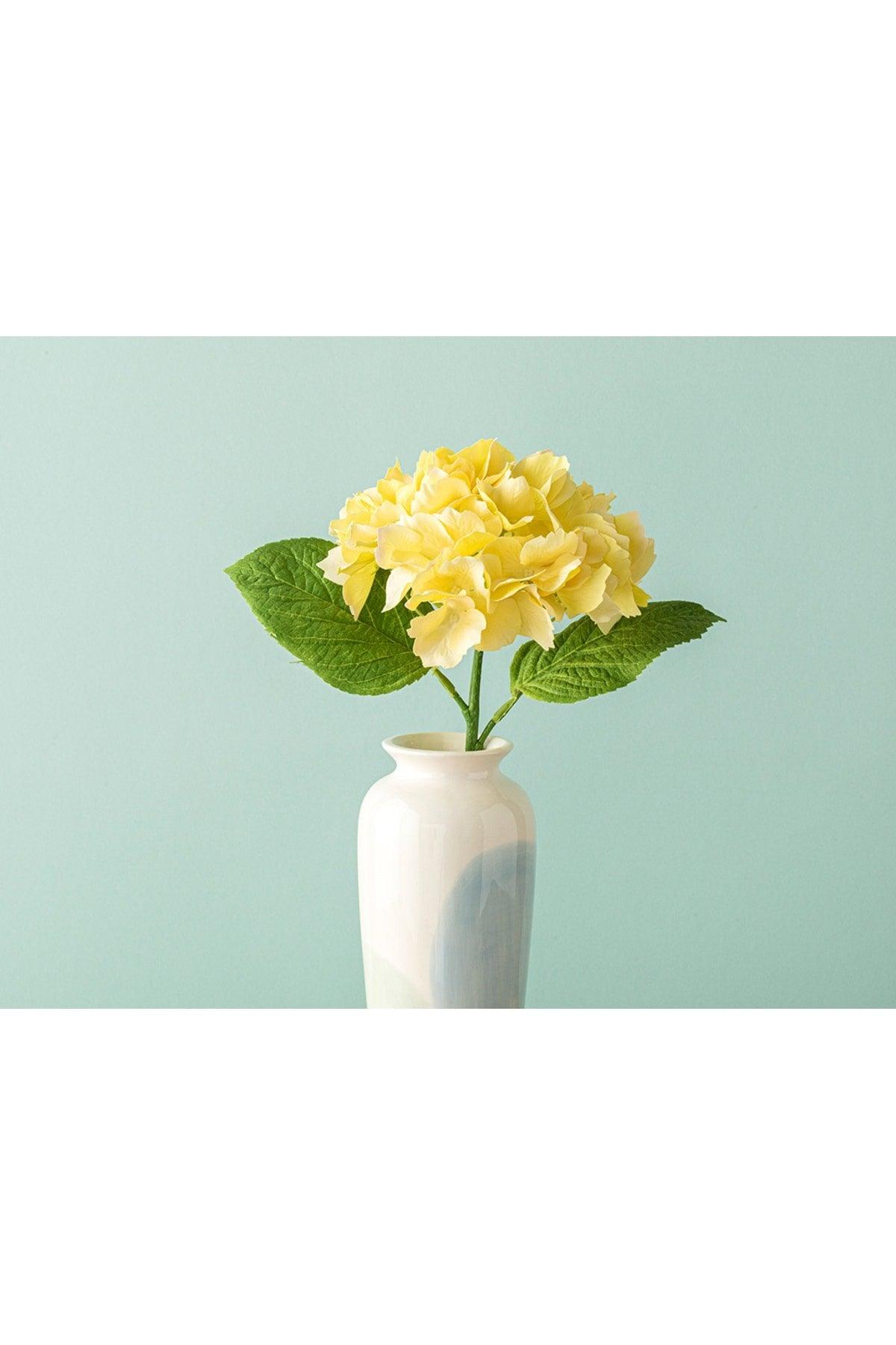 Hortensia Single Branch Artificial Flower 35 Cm Yellow - Swordslife