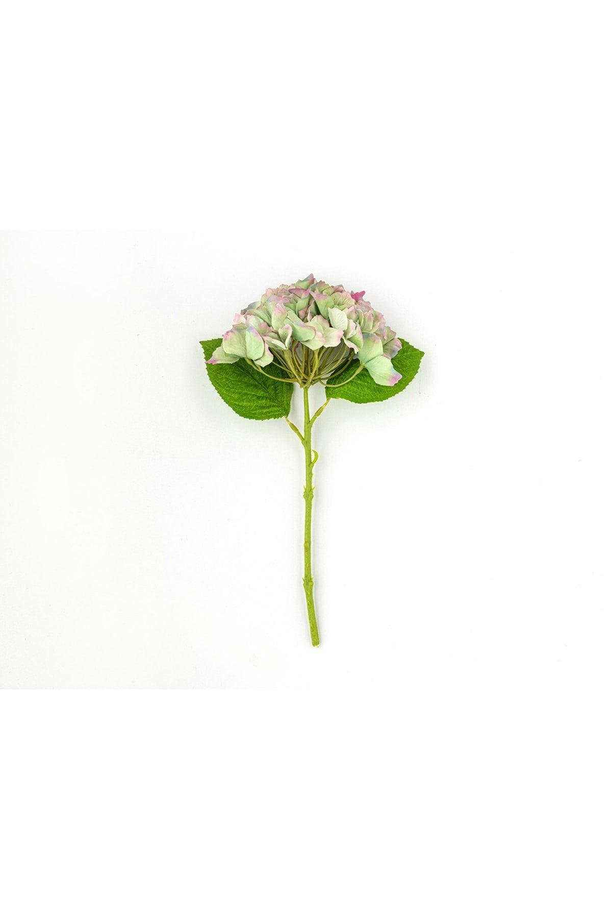 Hortensia Single Branch Artificial Flower 35 Cm Green - Swordslife