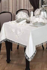 Hürrem Food Presentation Set Table Cloth Set for 8 Persons 18 Pieces Cream - Swordslife