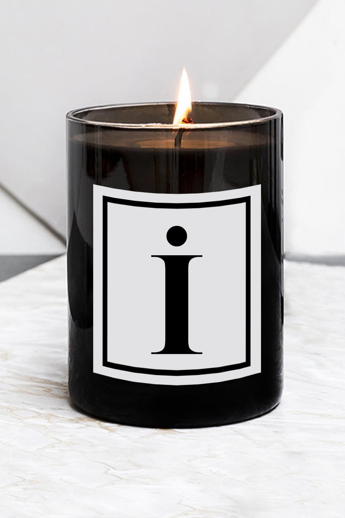 Letter I Large Size Black Glass Candle - Swordslife