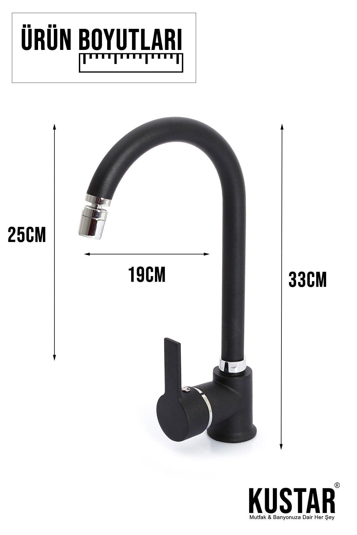 İnci Black Kitchen Sink Mixer 360 beweglicher