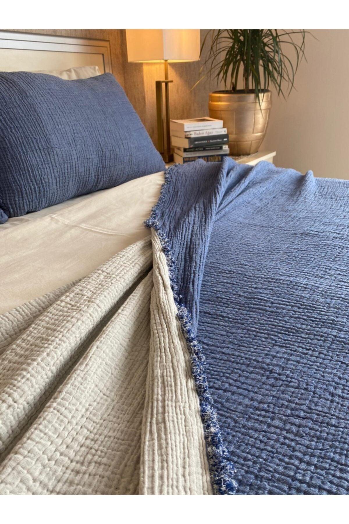 Indigo Oversized Muslin Bedspread - Swordslife