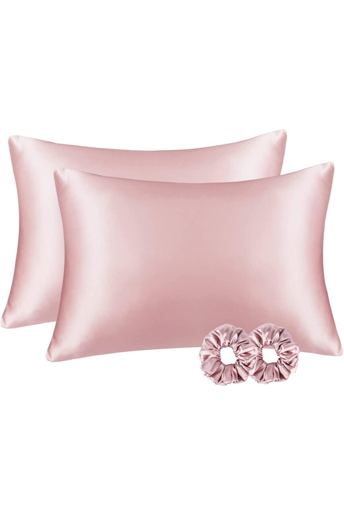 Silk Textured Cotton Satin 50x70 Cm Pillow Cover 2 Pieces Buckle Curly Hair Pink 2 Pieces - Swordslife