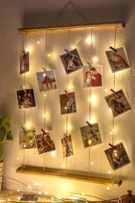 Lighted Photo Hanger with Drawstring Clip, Led Memorial Wall, Wooden Photo Frame - Swordslife