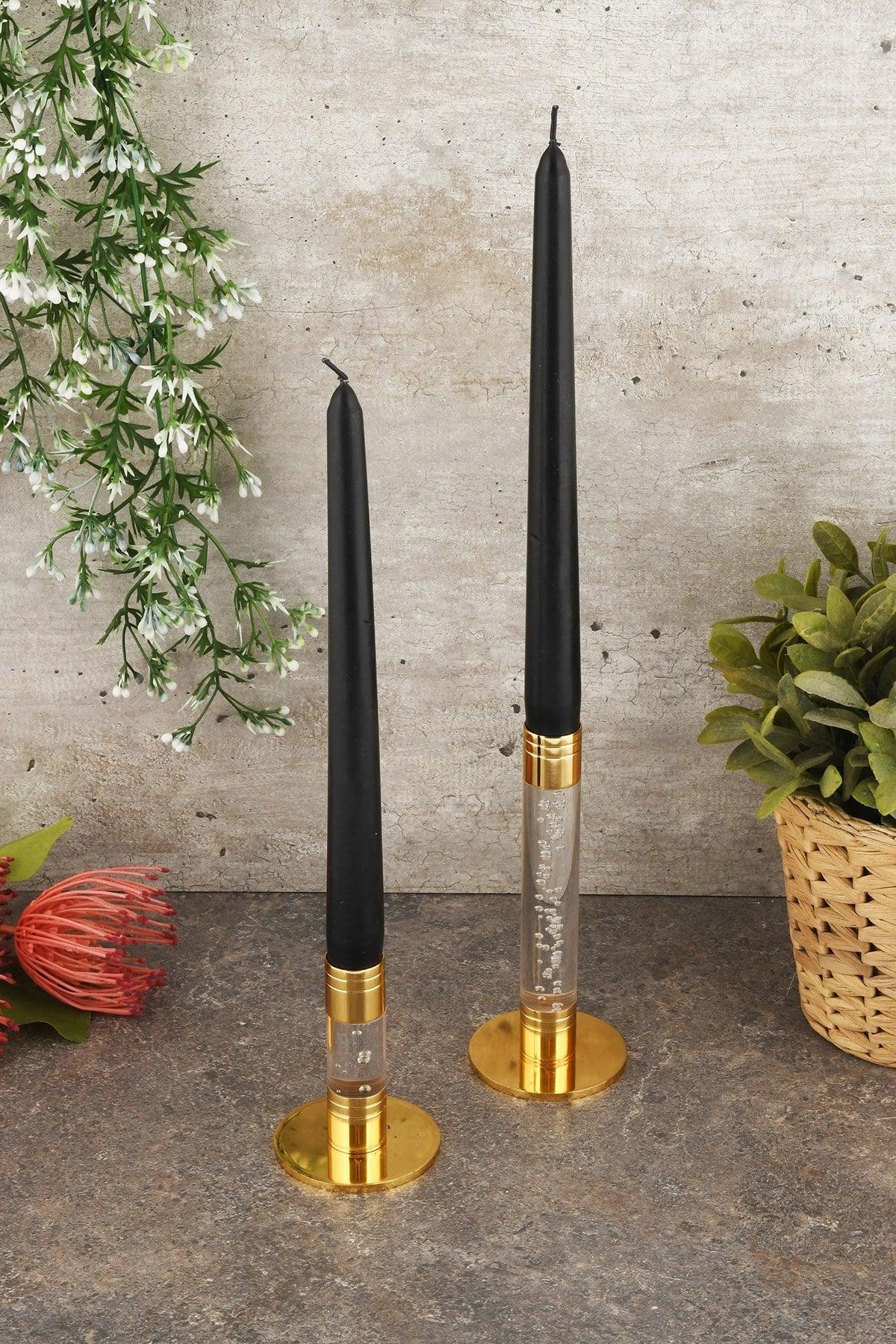 Işıl 2 Li Gold Modern Decorative Candlestick Candle Holder - Swordslife