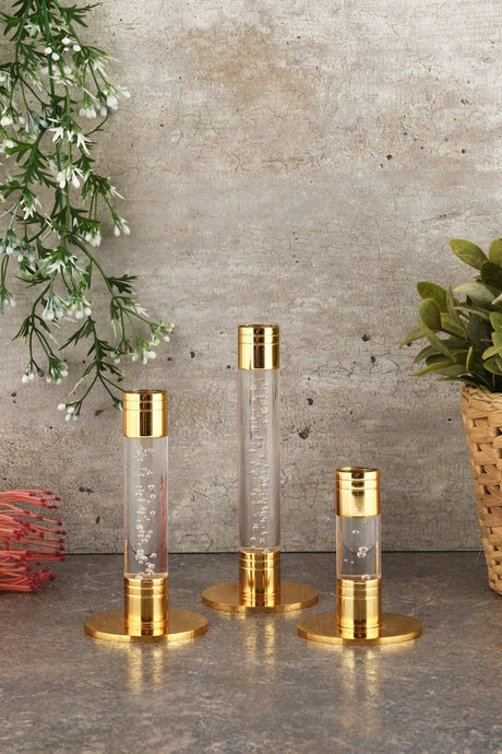 Işıl 3 Pcs Gold Modern Decorative Candlestick Candle Holder - Swordslife